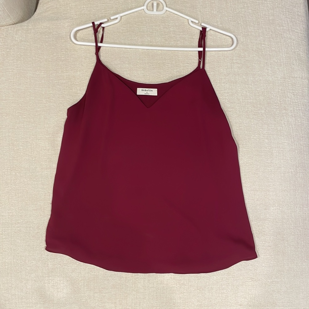 Aritzia Babaton sleeveless adjustable strep blouse Burgundy size S